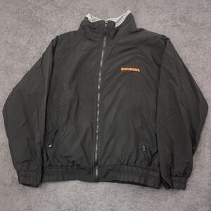 Vintage Whataburger Employee Jacket MEDIUM Black Zip Up Fleece Lined Windbreaker